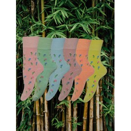 6 Pairs Ladies Non Elastic BamBoo Super Soft Flowers Socks for Women UK 4-7(EU 37-41) (UK, Alpha, One Size, Regular, Regular, Floral Option 1)