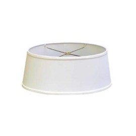 Upgradelights Shallow Oval Vintage Baldwin Bouillotte Lampshade - White Linen, 16 Inch (9x14) * (10x16) * 6.25 Inches
