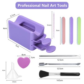 Annickee Dip Powder Tray, Dip Powder Nail Kit, Nail Powder Dip Kit Starter Set, Metal Cuticle Pusher and Nail File, Nail Powder Recycling Tray System for French Manicure and Home DIY, Nail Art Brush