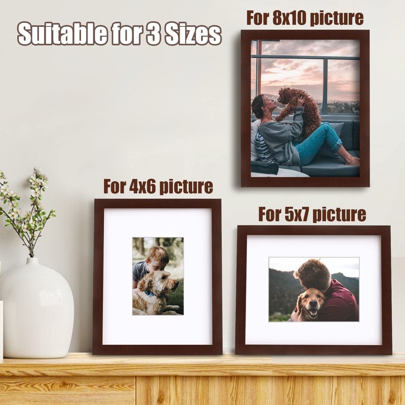 Egofine 8x10 Picture Frames Made of Solid Wood with Plexiglass,