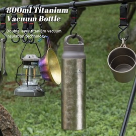 Boundless Voyage Titanium Water Bottle Vacuum Insulated Double Wall Wide Mouth Flask with Lid 800ml/27oz With handle Climbing Running Outdoor A-Ti3016D