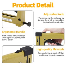 Point Driver for Photo Framing with 1000 Points, Durable Small DIY Photo Frame Tool for Home Use, Lightweight Picture Frame Stapler with Flexible Nails