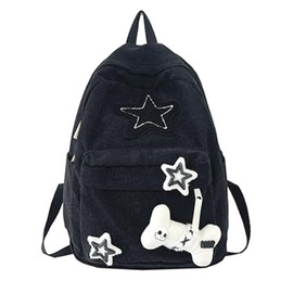 PPFireUM Backpack fits Laptops Up to 15.6 in. Double Shoulder Bags with Large Capacity Adjustable Straps Kawaii Star Decor (Black)