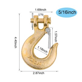 AYAYGD 4 Pack 5/16" Clevis Slip Hook with Safety Latch, Heavy Duty Grade 70 Chain Hook for Transport Chain, Tow Hooks,14000LBS Capacity Load - Gold