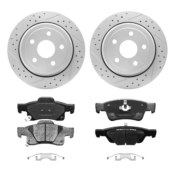 Rear Drilled Slotted Vented Disc Brake Rotors & Ceramic Brake