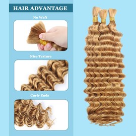 1LX #27 Deep Wave Human Braiding Hair Extensions 24 24 24 inch