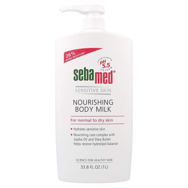 Sebamed Hydrating Body Milk Fast Absorbing Non-Greasy Moisturizer with Shea Butter and Jojoba Oil Dermatologist Recommended Moisturizer (1 Liter)
