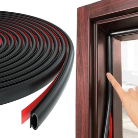 ESUFEIR 49Feet Door Weather Stripping Seal Strip, Self-Adhesive Rubber Insulation Strip for Window and Door Soundproofing D Shape, Weatherstripping for Door Frame Gap Blocker (Black)