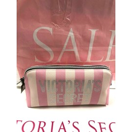 Victoria's Secret Pink Signature Striped Cosmetic Makeup Clutch Bag NWT