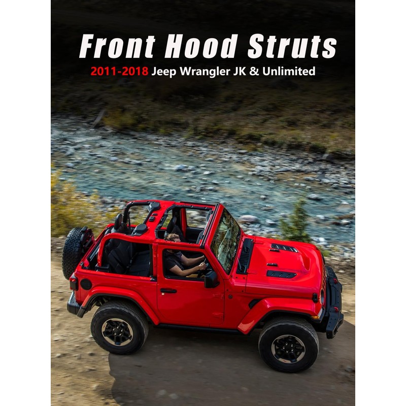 Vepagoo Front Hood Struts fit Jeep Wrangler JK & Unlimited