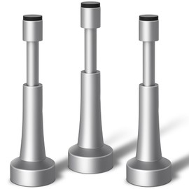 3PCS Spring Door Stoppers for Wall - 4.33 Inch Door Stop for Bottom of Door, Aluminum Doorstopper with Silicone Tip, Screw & Adhesive Installation, Silver