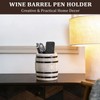 Hoowen Rustic Wooden Pen Holders for Desk, Wine Barrel Funny