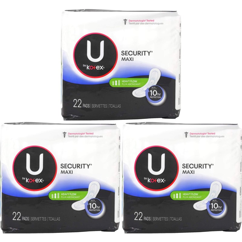 U by Kotex Security Maxi Pads, Long Super, 22 Count