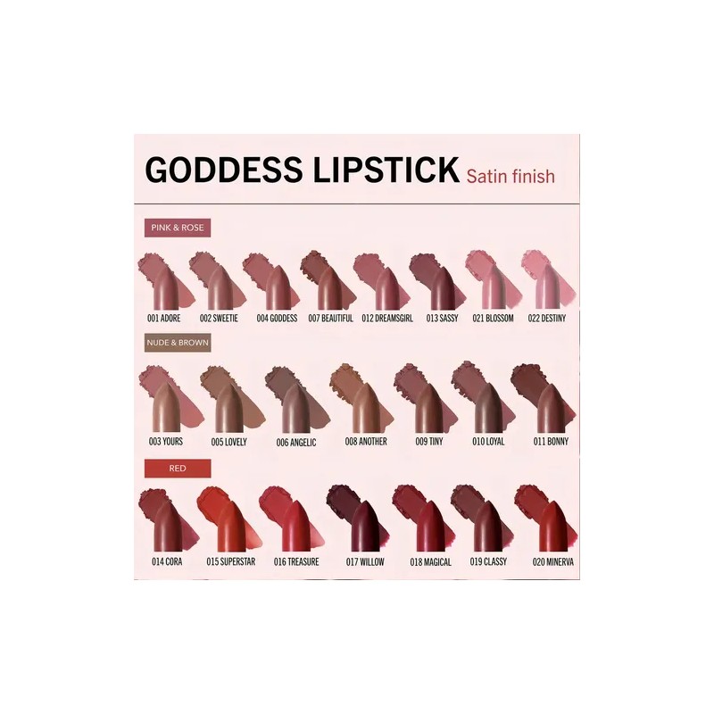 Labial Satinado Goddess Lipstick Moira 1pz 22 Tonos Color 09
