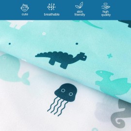 SPRINGSPIRIT Fitted Crib Sheets for Standard Crib&Toddler Mattress 4 Pack Multi Color 52"x28" - Aqua + Navy