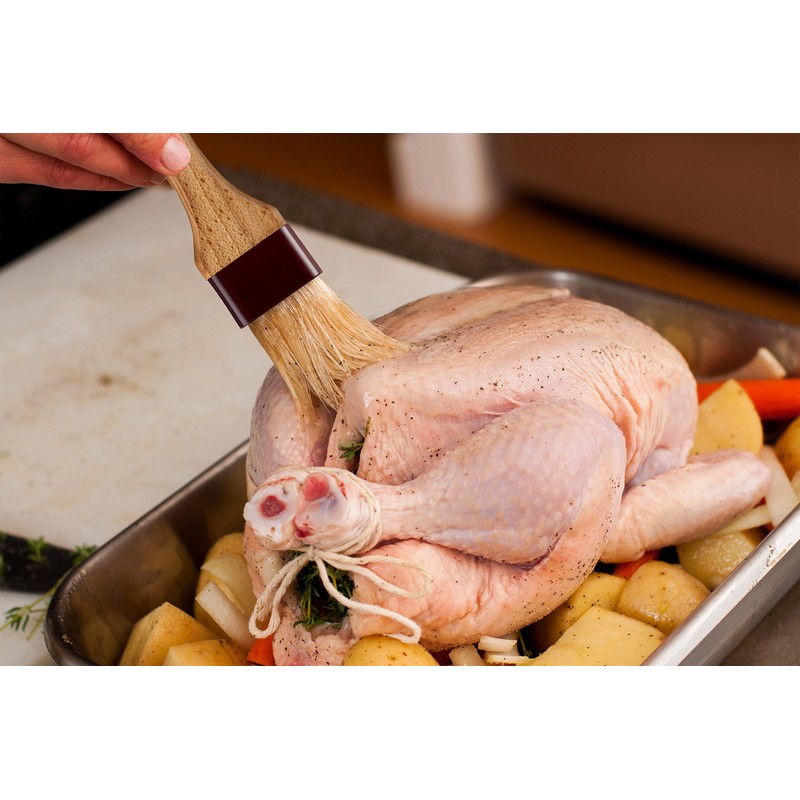 Mrs. Anderson's Baking Solid-Ferrule Natural Boar Bristles Pastry Basting Brush,