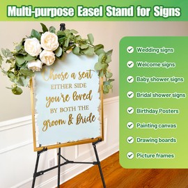 VAIIGO 6Pcs Black Easel Stand for Sign - 63" Adjustable Metal Easels for Display Wedding Sign Stand Poster Stand, Lightweight Welcome Sign Easel, Folding Portable Easel Stand with Carrying Bag