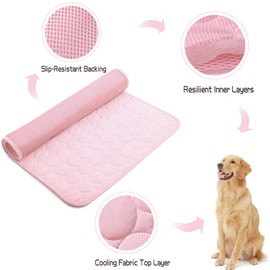 Summer Cooling Mat & Sleeping Pad- Water Absorption Top, Waterproof Bottom, Materials Safe, Easy Carry, EZ Clean. Keep Cooling for Pets, Kids and Adults.（27"x 22"） L