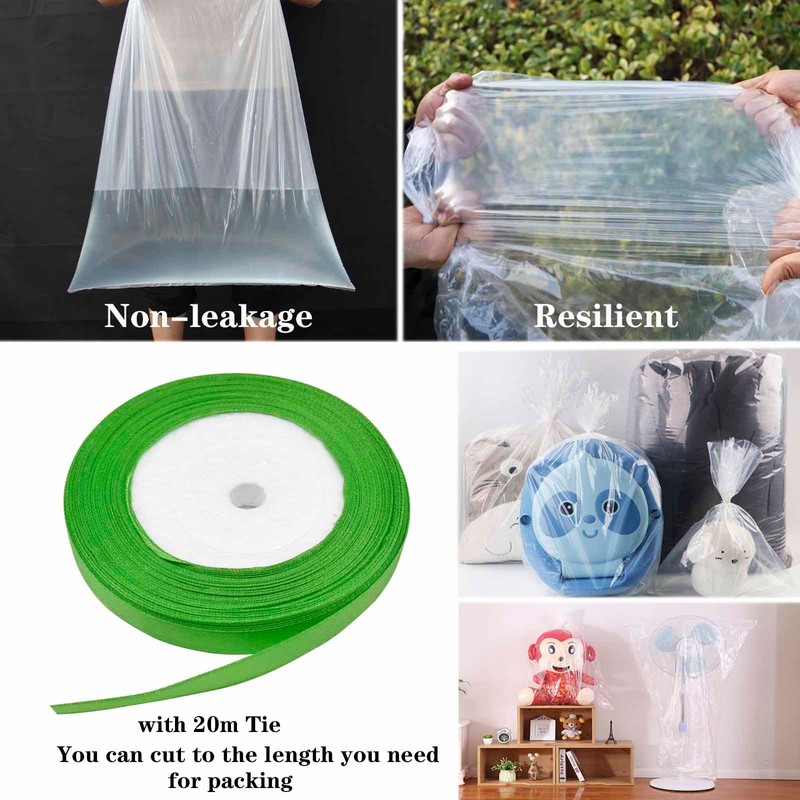 QISF Extra Large Clear Plastic Storage Bags 90x100cm Giant Storage