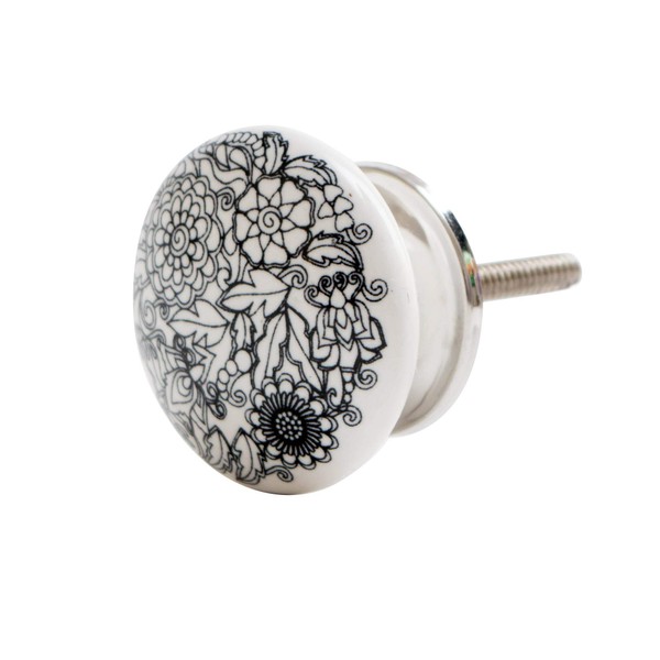 Knober furniture knob, ceramic white art deco country house style