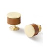 JIASENBAO Leather Drawer Pulls Round 5 Pack Gold Brown Leather