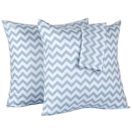 mookaitedecor 100% Cotton Pillow Cases Grey 2 Pack, Grey Wave Striped Pillow Cases Square Throw Pillow Cases 18 x 18 Inch Decorative Geometric Grey Cushion Cover with Zipper for Sofa Bedroom Car Decor