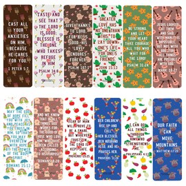 NewEights Inspirational Scriptures Bible Quotes Bookmarks (2-Sets X 6 Cards) – Daily Motivational Card Set – Collection Set Book Page Clippers – Ideal for Church Events