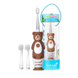 BrushBaby - WildOnes - Kids Rechargeable Electric Toothbrush, Ages 0-10 - Bear Design with Flashing Lights - DeepClean Bristles for Superior Cleaning 