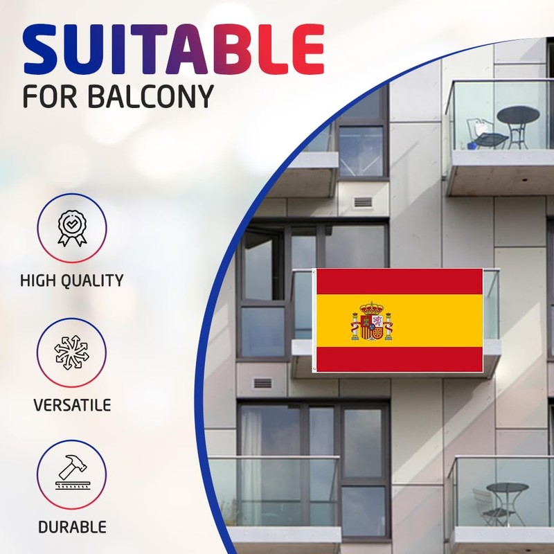 5x3ft Double Sided Spain National Flag Banner with Two Brass