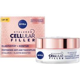 NIVEA Hyaluronic Cellular + Elasticity and Contour Day Care Anti-Wrinkle Day Cream with SPF30.