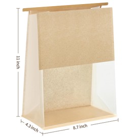 Ocmoiy 50Pcs Large Paper Bread Bags, Resealable Sourdough Bread Bags, Clear Front Tin Tie Tab Lock Bakery Storage Bag with Window Paper Treat Bag (8.7x4.3x11 Inch)