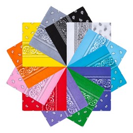 BOOMIBOO 12Pcs Bandanas For Men＆Women,100％ Premium Quality Cotton Handkerchidf 22''×22'' Paisely Pattern Hair Headband