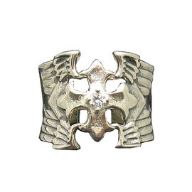 R000982 Sterling Silver Ring Cross with CZ 925 Empress Size 54-75