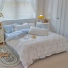 Blue White Duvet Cover Set Queen Size with Cute Blue