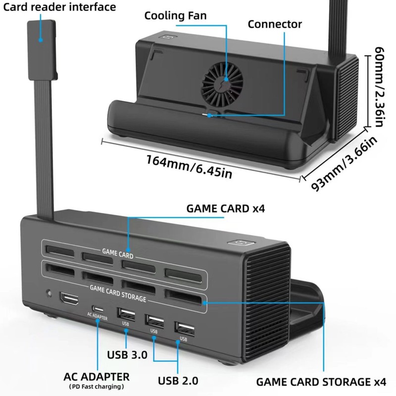 TV Docking Station 8 in 1 Game Card Reader HD