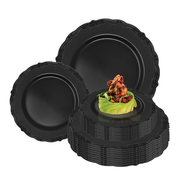 Elegant Disposable Plastic Plates 240 Count, 120pcs 10" Dinner +