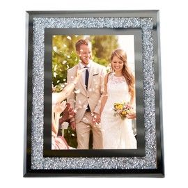 Crushed Crystals Photo Frame Silver Mirrored Jewel Diamante Picture Frame 5x7 Inch