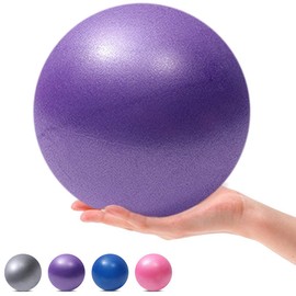 MOMPLUS 9 Inch Exercise Pilates Mini Yoga Balls Barre for Home Stability Squishy Training Physical Therapy Improves Balance with Inflatable Straw(Purple)