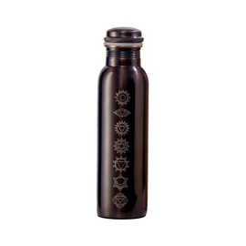 Rasiya Art Pure Copper Water Bottle - 32 oz - BPA Free Non-Insulated Jointless Leakproof Durable Metal Bottles for Sports and Travel - Antique Seven Chakras