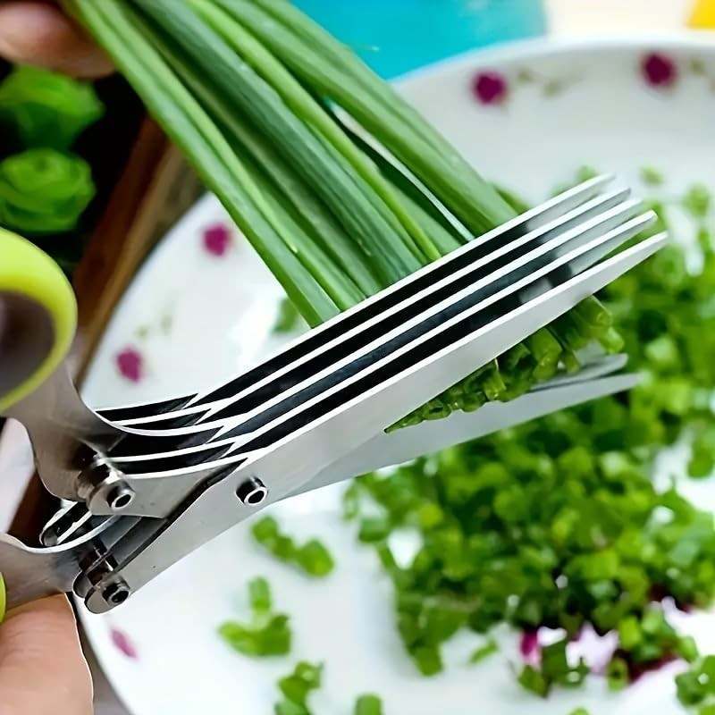 Innov2u 5-Layered Forged Stainless Steel Kitchen Scissors, Ultra-Sharp Herb Shredder,
