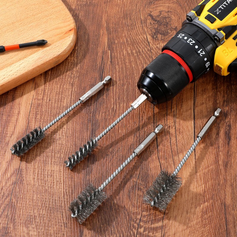 4 Pcs Wire Brush for Drill Stainless Steel Bore Brushes