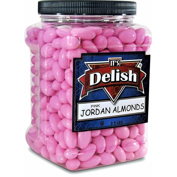 Pink Jordan Almonds by Its Delish, 3.5 lbs Jumbo Container | Bulk Candied...