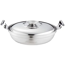 Pearl Metal Corporation H-707 Food Shop Chili Pot for Udon and Suki with Ladle, Stainless Steel Tabletop Pot, Made in Japan