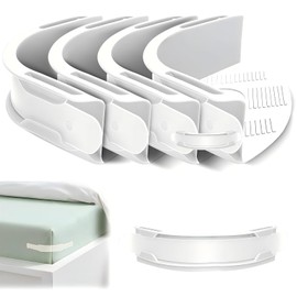 Bed Sheet Holder Removable Set of 4, Corner Sheet Strap Heavy Duty Lock Bedsheet Keeper, Non-Slip Bedsheet Grippers Keep in Place Bedding Accessories for All Mattress (White, S)