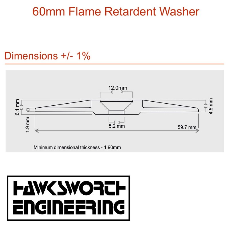 Hawkeng Flame Retardant Load Spreading 60mm plastic washers for fixing