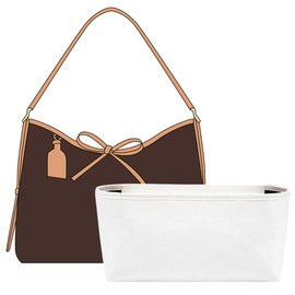 OAikor Dupontpaper Purse Organizer Insert Compatible with Lv Carryall, Lightweight Carryall PM Tote Bag Organizer Insert with Secure Zipper Cover, Purse Inner for Luxury Bag(S, White-red)