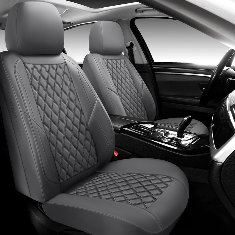 GEEYONTEK Premium Leather Car Seat Covers Front Pair,Universal Fit for