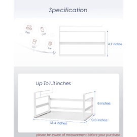 Nxconsu 2Pack Under Shelf Storage Cabinet Hanging Basket Organizer Under Pantry Storage Shelf Rack Holder for Kitchen Cupboard Desk Table Bookshelf Can Bottle Heavy Duty All Metal Slide-in White
