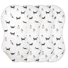 KICPOAY Muslin Baby Burp Cloths, Cute Dogs Siberian Husky Muslin Washcloths Baby Rags Comfy Soft Absorbent in for Newborn Boys and Girls 4 Piece 22 x 11 Inch