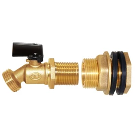 Joywayus Brass Water Container/Rain Barrel Spigot 3/4" Threaded Quarter Turn Ball Valve & 3/4" Female to 1" Male Threaded Bulkhead Fitting Water Tank Connector Fit for Garden Hose